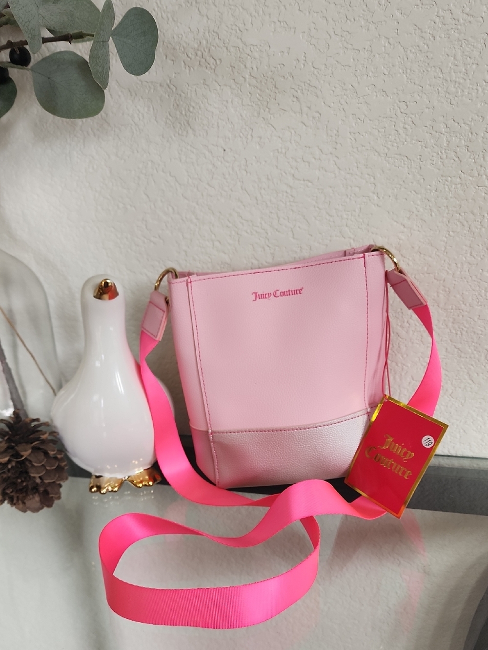 Juicy Couture Womens CROSSBODY Barbiecore Neon Pink Strap Lightweight Purse